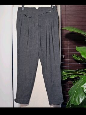 Karen Millen Women's Sze 4 Gray  Work Office Trousers  Capri Cropped Dress Pants